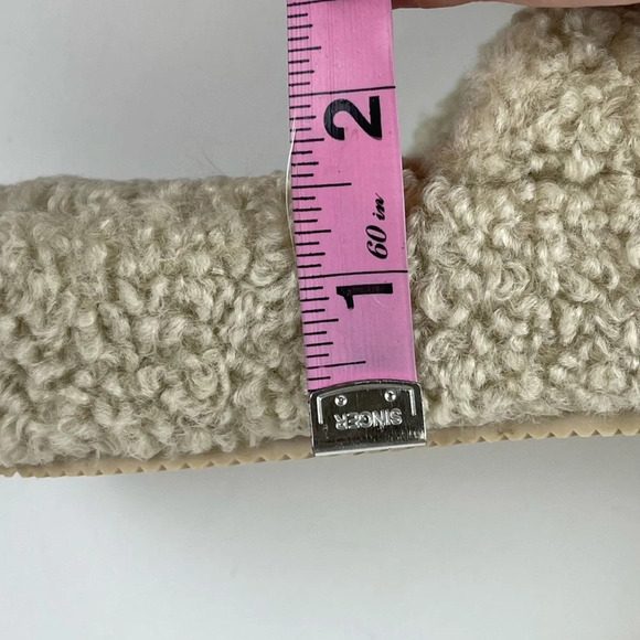 Abercrombie & Fitch Slippers Women Size 10 Beige Fuzzy Slip On Open Toe Platform - Picture 10 of 10